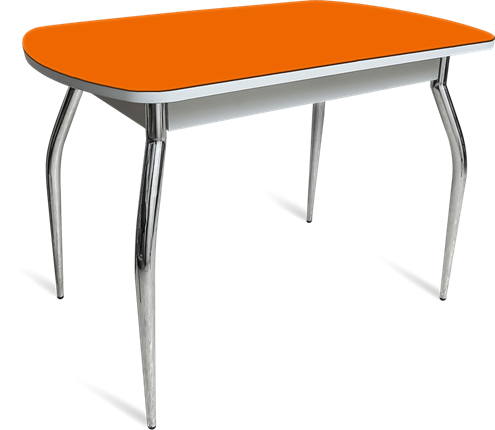 Обеденный стол ПГ-06 СТ1 белое/оранжевое/35 хром фигурные гнутые в Нижнем Новгороде - изображение