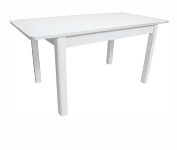 Кухонный стол раздвижной Айсберг-07 СТ1, белое ЛДСП/стекло белое/прямые массив белый в Нижнем Новгороде - предосмотр 1