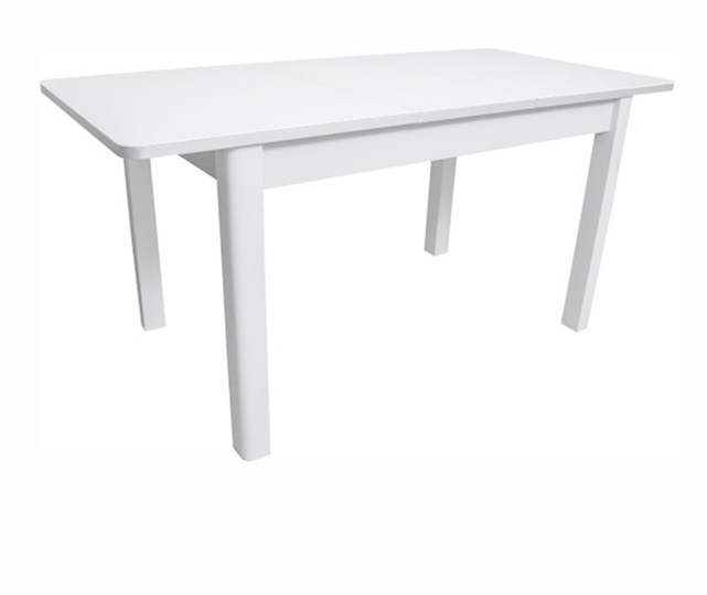 Кухонный стол раздвижной Айсберг-07 СТ1, белое ЛДСП/стекло белое/прямые массив белый в Нижнем Новгороде - изображение 1