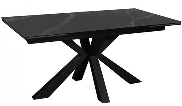 Стол на кухню раздвижной DikLine SFE140 Керамика Черный мрамор/подстолье черное/опоры черные (2 уп.) в Нижнем Новгороде - изображение