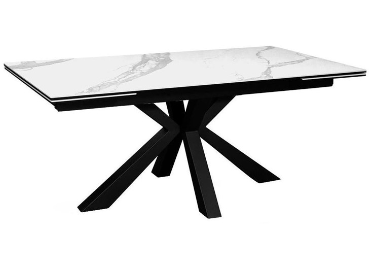 Стол на кухню раздвижной DikLine SFE160 Керамика Белый мрамор/подстолье черное/опоры черные (2 уп.) в Нижнем Новгороде - изображение 1
