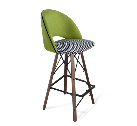 Барный стул SHT-ST34-3 / SHT-S80 (оливковый/гусиная лапка/темный орех/черный) в Нижнем Новгороде - изображение