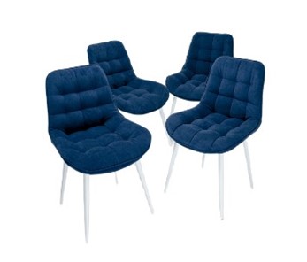 Комплект из 4-х кухонных стульев Комфорт синий белые ножки в Нижнем Новгороде - предосмотр