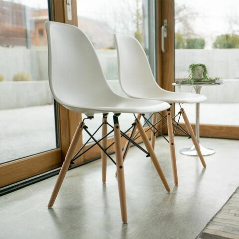Комплект обеденных стульев 4 шт. BRABIX "Eames CF-010", пластик белый, опоры дерево/металл, 532630, 2033A в Нижнем Новгороде - изображение 8