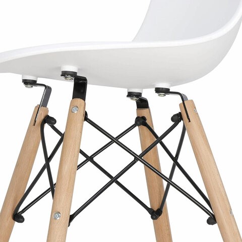 Комплект обеденных стульев 4 шт. BRABIX "Eames CF-010", пластик белый, опоры дерево/металл, 532630, 2033A в Нижнем Новгороде - изображение 16