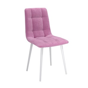 Обеденный стул Белла, велюр тенерифе розовый/Цвет металл белый в Нижнем Новгороде