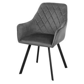Мягкий стул-кресло Мадрид СРП-056 эмаль черная Веллюто серый в Нижнем Новгороде - предосмотр