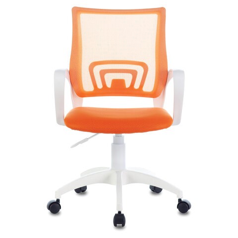 Компьютерное кресло Brabix Fly MG-396W (с подлокотниками, пластик белый, сетка, оранжевое) в Нижнем Новгороде - изображение 1