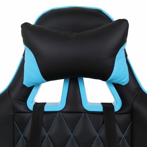 Кресло Brabix GT Master GM-110 (две подушки, экокожа, черное/голубое) 531928 в Нижнем Новгороде - изображение 5