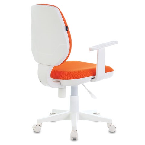 Кресло офисное Brabix Fancy MG-201W (с подлокотниками, пластик белый, оранжевое) в Нижнем Новгороде - изображение 2