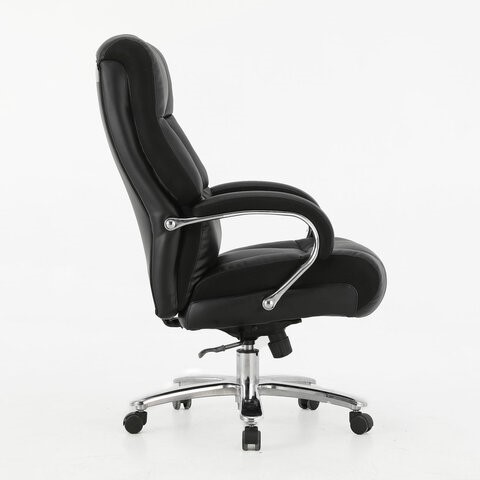 Кресло офисное Brabix Premium Bomer HD-007 (рециклированная кожа, хром, черное) 531939 в Нижнем Новгороде - изображение 1
