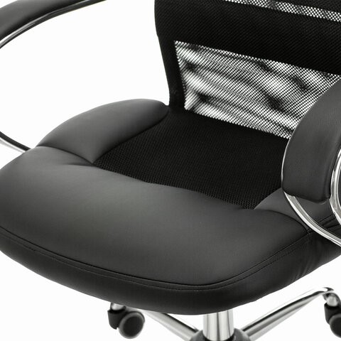 Кресло компьютерное Brabix Premium Stalker EX-608 CH (хром, ткань-сетка/кожзам, черное) в Нижнем Новгороде - изображение 5