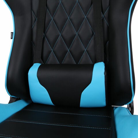 Кресло Brabix GT Master GM-110 (две подушки, экокожа, черное/голубое) 531928 в Нижнем Новгороде - изображение 7