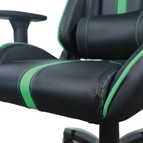 Кресло компьютерное Brabix GT Carbon GM-120 (две подушки, экокожа, черное/зеленое) в Нижнем Новгороде - изображение 8