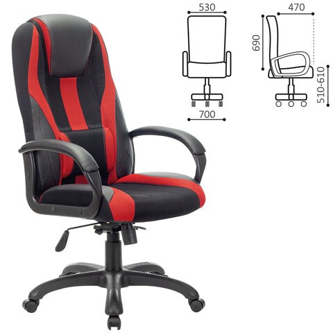Компьютерное кресло Brabix Premium Rapid GM-102 (экокожа/ткань, черное/красное) 532107 в Нижнем Новгороде - изображение 3