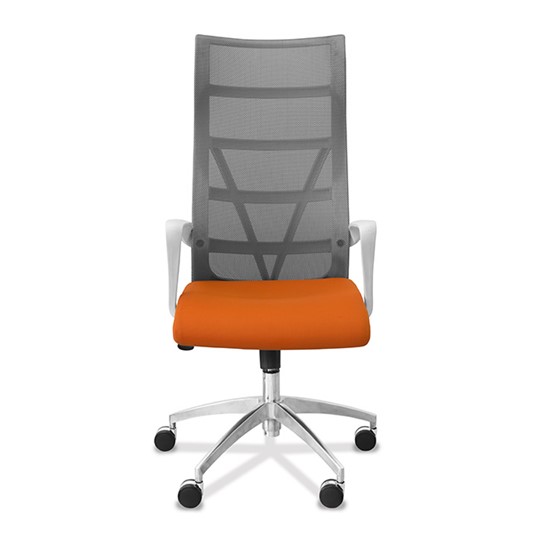 Кресло для руководителя Топ X белый каркас, сетка/ткань TW / серая/оранжевая в Нижнем Новгороде - изображение 1