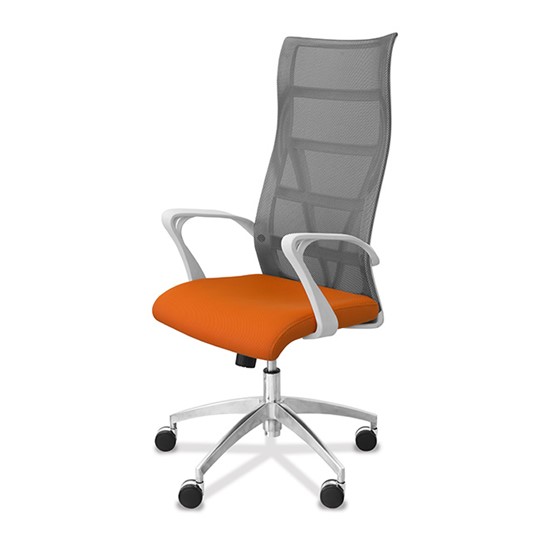 Кресло для руководителя Топ X белый каркас, сетка/ткань TW / серая/оранжевая в Нижнем Новгороде - изображение 2