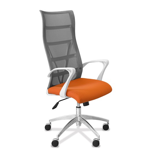 Кресло для руководителя Топ X белый каркас, сетка/ткань TW / серая/оранжевая в Нижнем Новгороде - изображение 8
