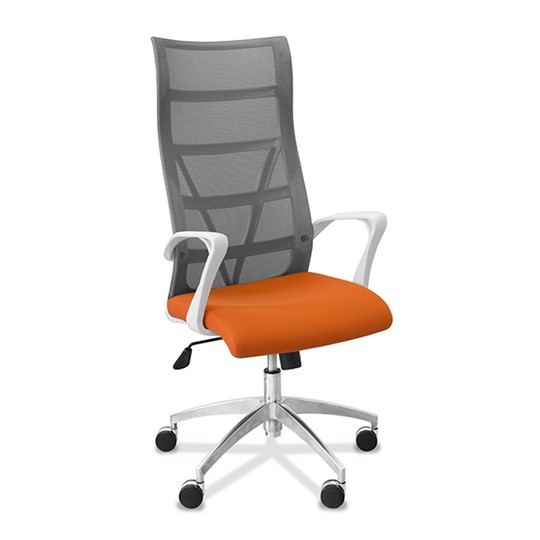 Кресло для руководителя Топ X белый каркас, сетка/ткань TW / серая/оранжевая в Нижнем Новгороде - изображение 9