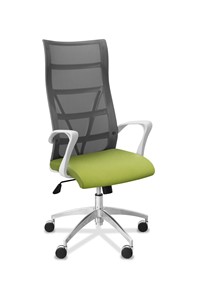 Офисное кресло Топ X белый каркас, сетка/ткань Bahama / серая/фисташковая в Нижнем Новгороде