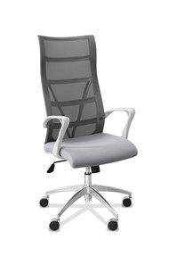 Кресло в офис Топ X белый каркас, сетка/ткань TW / серая/ серая в Нижнем Новгороде - предосмотр
