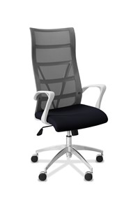 Кресло в офис Топ X белый каркас, сетка/ткань TW / серая/черная в Нижнем Новгороде - предосмотр