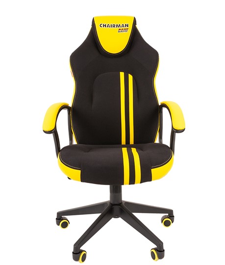 Кресло игровое CHAIRMAN GAME 26  Экокожа - Ткань стандарт. Черный/желтый в Нижнем Новгороде - изображение 2
