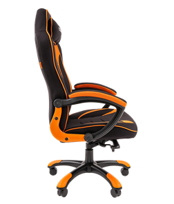 Кресло игровое CHAIRMAN GAME 28 Полиэстер комбинированная ткань оранжевый/черный в Нижнем Новгороде - предосмотр 3
