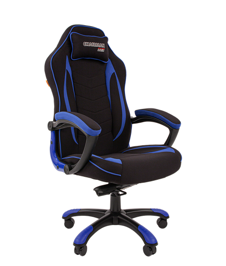 Кресло игровое CHAIRMAN GAME 28 Полиэстер комбинированная ткань синий/черный в Нижнем Новгороде - изображение 1