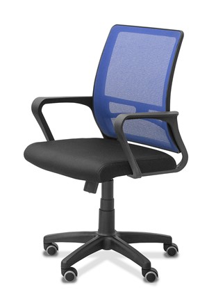 Офисное кресло для сотрудника Акцент, сетка YM/ткань TW / синяя/черная в Нижнем Новгороде - изображение