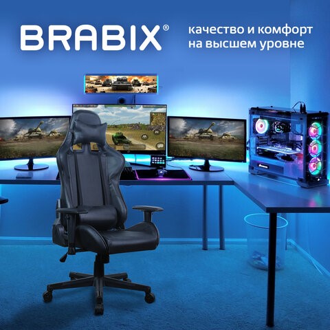 Компьютерное кресло Brabix GT Carbon GM-115 (две подушки, экокожа, черное) 531932 в Нижнем Новгороде - изображение 14