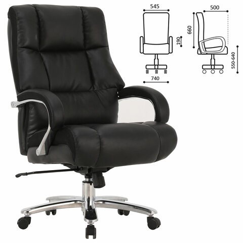 Кресло офисное Brabix Premium Bomer HD-007 (рециклированная кожа, хром, черное) 531939 в Нижнем Новгороде - изображение 6