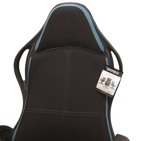 Кресло офисное Brabix Premium Force EX-516 (ткань, черное/вставки синие) 531572 в Нижнем Новгороде - изображение 8
