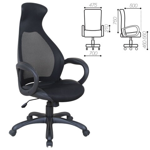 Кресло компьютерное Brabix Premium Genesis EX-517 (пластик черный, ткань/экокожа/сетка черная)   531574 в Нижнем Новгороде - изображение 1