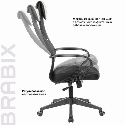 Кресло Brabix Premium Stalker EX-608 PL (ткань-сетка/кожзам, черное) 532090 в Нижнем Новгороде - изображение 15