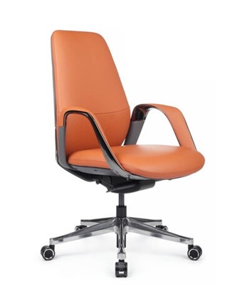 Кресло в офис Napoli-M (YZPN-YR021), Оранжевая кожа/Серая кожа в Нижнем Новгороде - изображение