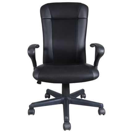 Офисное кресло Brabix Optima MG-370 (с подлокотниками, экокожа/ткань, черное) 531580 в Нижнем Новгороде - изображение