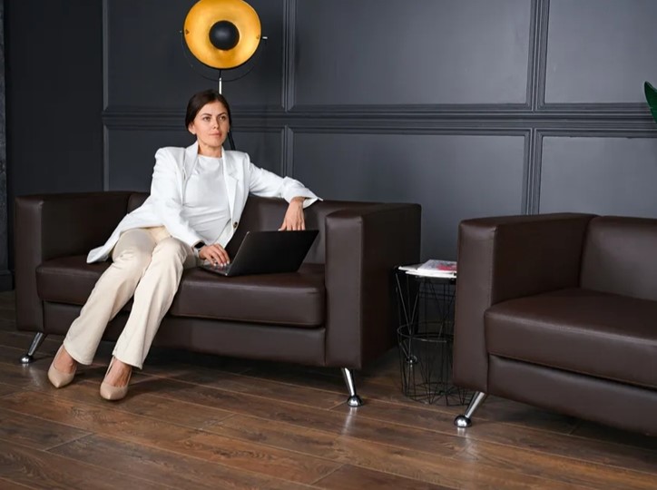 Комплект мебели Альбиони коричневый кожзам  диван 2Д + кресло в Нижнем Новгороде - изображение 4
