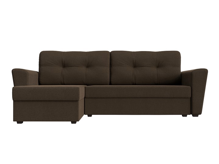 Угловой диван с оттоманкой Амстердам Лайт, Коричневый (рогожка) в Нижнем Новгороде - изображение 1