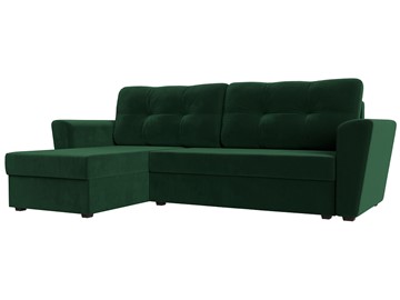Угловой диван с оттоманкой Амстердам Лайт, Зеленый (велюр) в Нижнем Новгороде