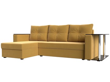 Угловой диван с оттоманкой Атланта Лайт, Желтый (микровельвет) в Нижнем Новгороде