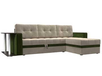 Угловой диван для гостиной Атланта М, Бежевый/Зеленый (микровельвет) в Нижнем Новгороде