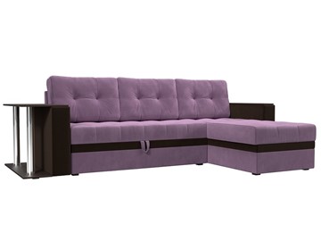 Угловой диван для гостиной Атланта М, Сиреневый/Коричневый (микровельвет) в Нижнем Новгороде - предосмотр