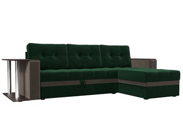 Угловой диван для гостиной Атланта М, Зеленый/Коричневый (велюр) в Нижнем Новгороде