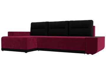 Угловой раскладной диван Чикаго, Бордовый/Черный (микровельвет) в Нижнем Новгороде
