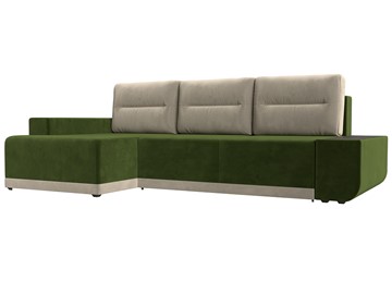 Угловой раскладной диван Чикаго, Зеленый/Бежевый (микровельвет) в Нижнем Новгороде