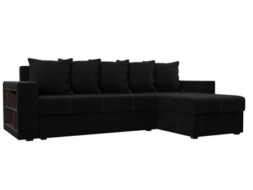 Угловой диван с оттоманкой Дубай Лайт, Черный (микровельвет) в Нижнем Новгороде
