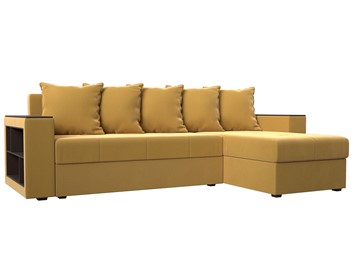 Угловой диван с оттоманкой Дубай Лайт, Желтый (микровельвет) в Нижнем Новгороде