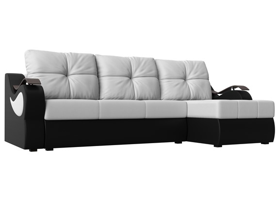 Угловой диван Меркурий, Белый/черный (экокожа) в Нижнем Новгороде - изображение