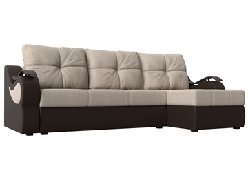 Угловой диван Меркурий, Бежевый/коричневый (рогожка/экокожа) в Нижнем Новгороде
